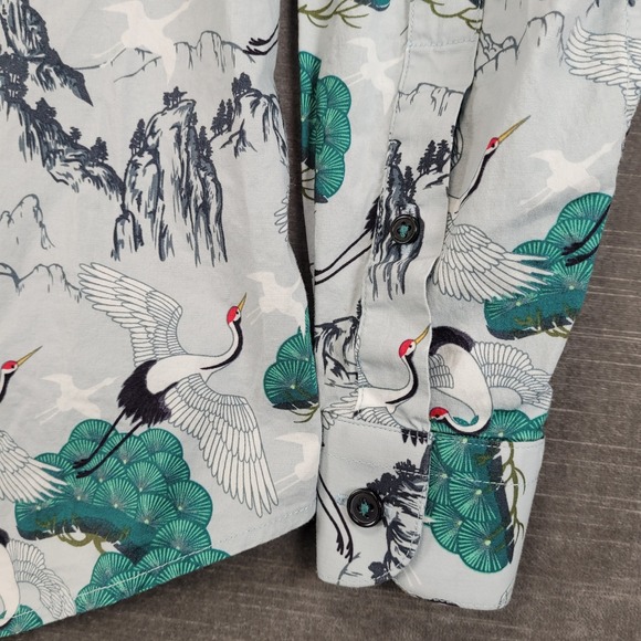 Paisley & Gray Mens Slim Fit Button Down Shirt Size Lg Crane Tree Mountain Print - Picture 5 of 6